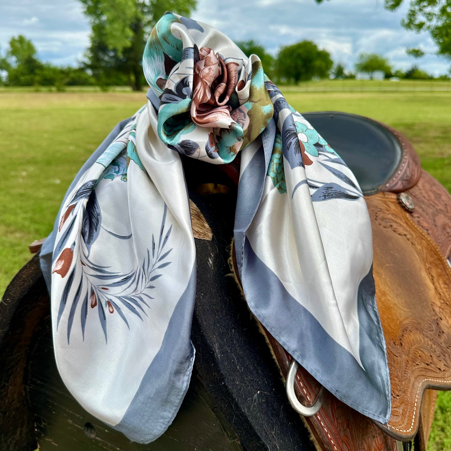 Wild Rag - Muted Blue, Pink, Green Floral WR09