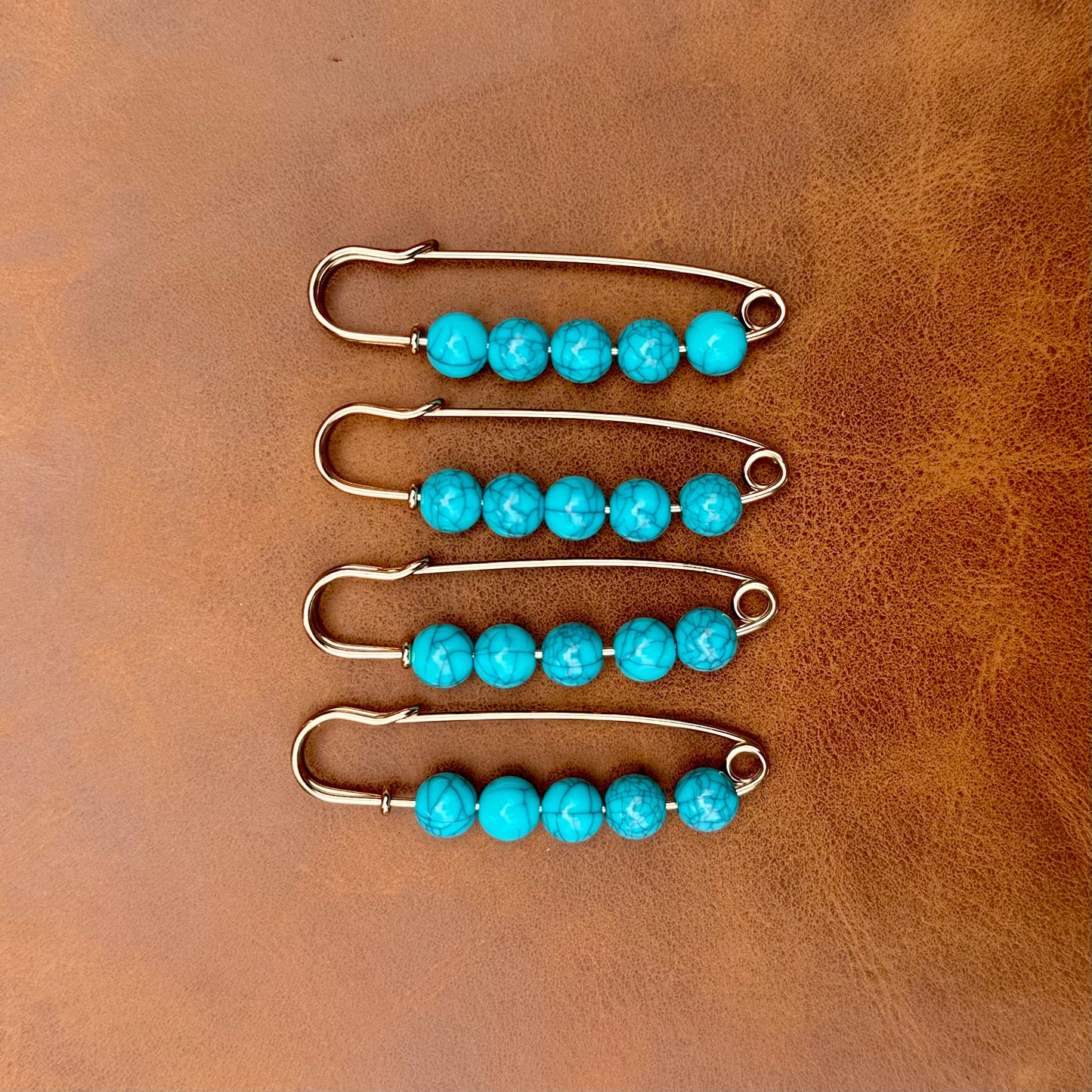 Turquoise and Gold Number Pins AC21